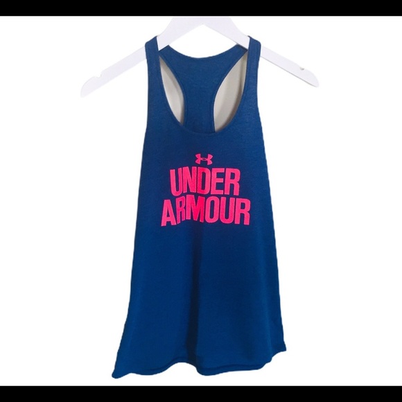 UNDER ARMOUR Racerback Tank/Top Navy Blue/Neon Pink Size Small - Picture 1 of 11